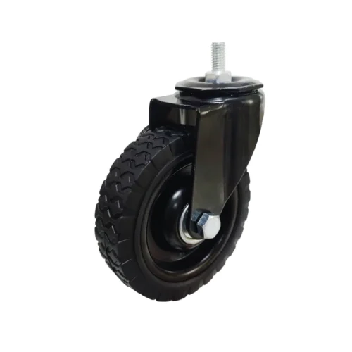 4 inch Iron core dual axis rubber wheels（Diamond pattern）-Iron bracket - Image 2