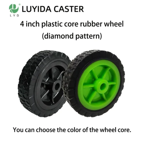 4 inch plastic core rubber wheel-diamond pattern