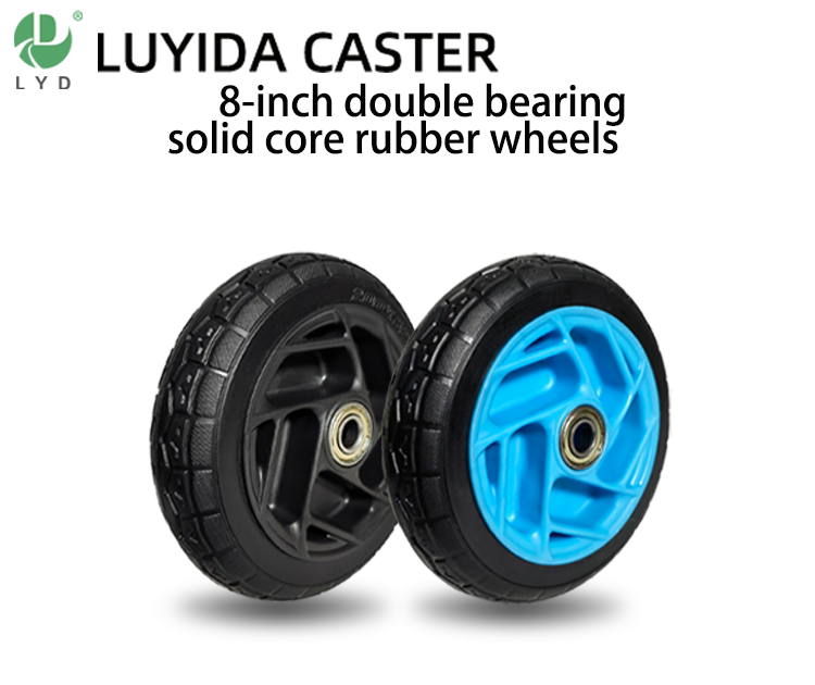 8-inch double bearing solid core rubber wheels – Luyidacasters